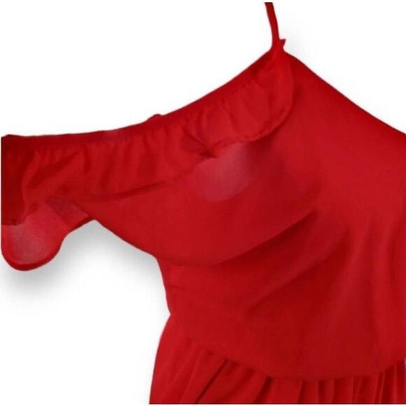 THE HANGER RED COLD SHOULDER ROMPER SZ.S EUC. - Picture 5 of 8